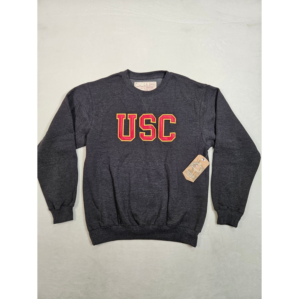 USC Trojans Heritage Collection Crewneck Sweatshirt Charcoal Grey Large NWT